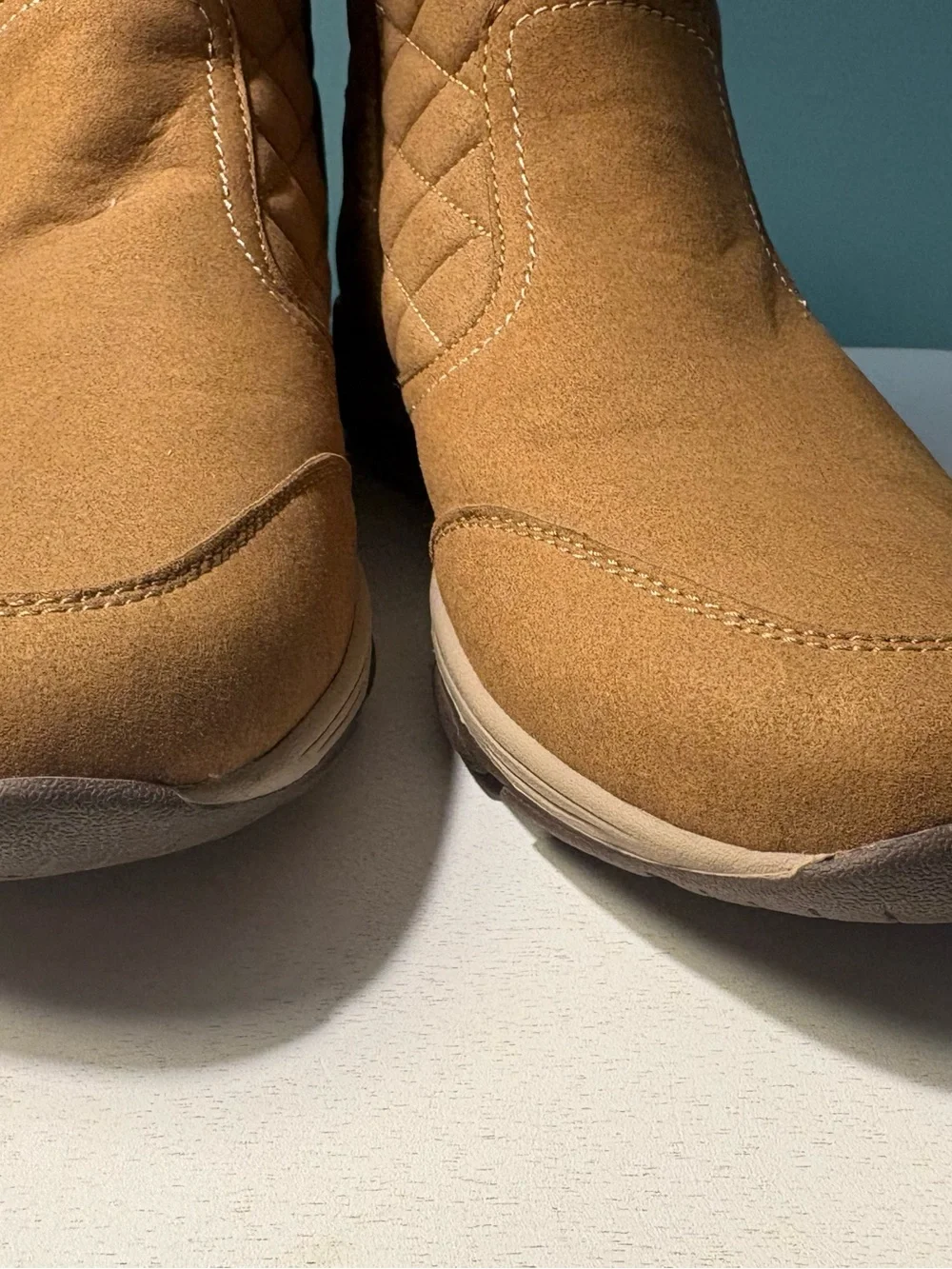 Cozy Quilted Faux Fur Ankle Boots - Camel